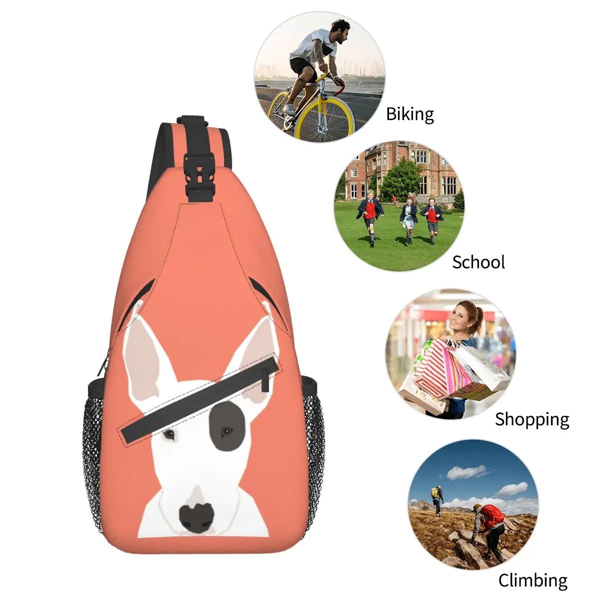 Отличителни чанта за домашен любимец с бультерьером, женствена чанта за пътуване с животни, градинска чанта през рамо с принтом, университетски мотоциклетни чанти-слинги