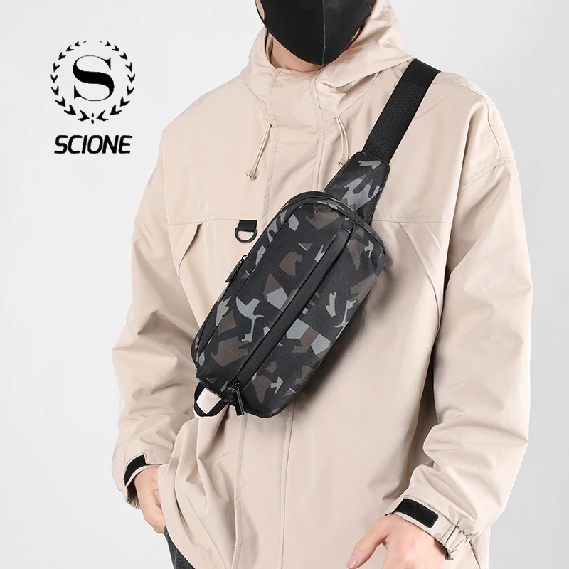 Scione Мъжка чанта през рамо, с модерна мека чанта-месинджър, отличителни чанти, скута чанти, устойчив на абразия найлонов мъжка прашка, чанта през рамо, малки портмонета K440