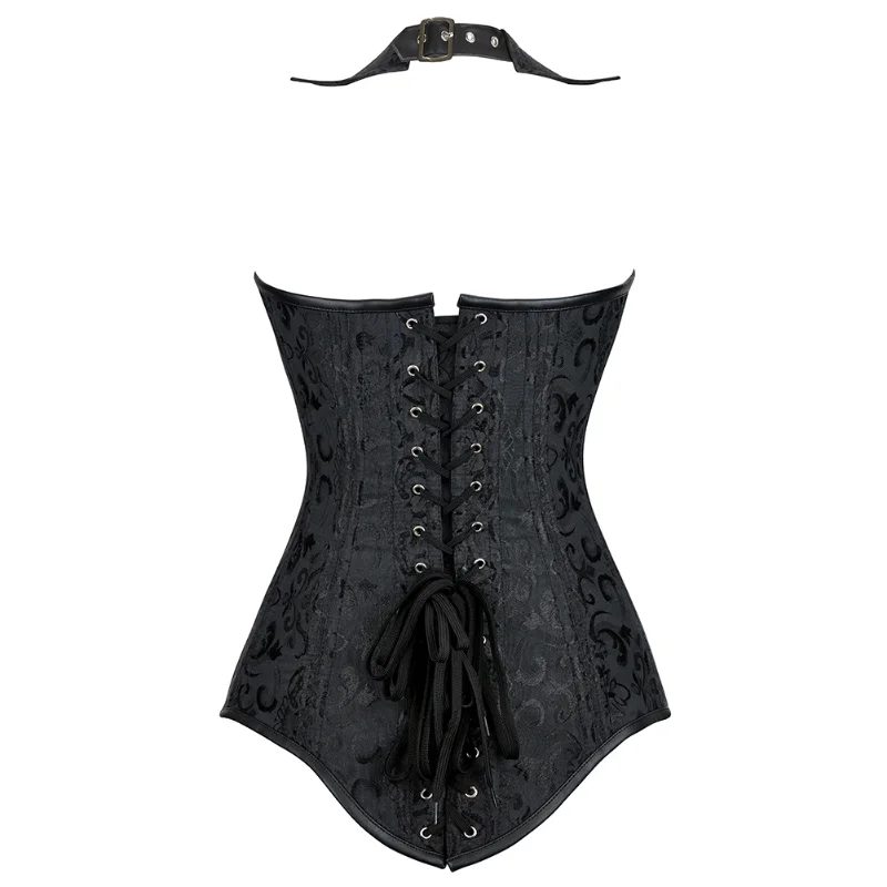 Корсети за жени, секси корсет в стил steampunk с V-образно деколте и стоманени кости, дантела, потник, винтажное готическа коригиращо бельо корсет, черен, кафяв, S-2XL
