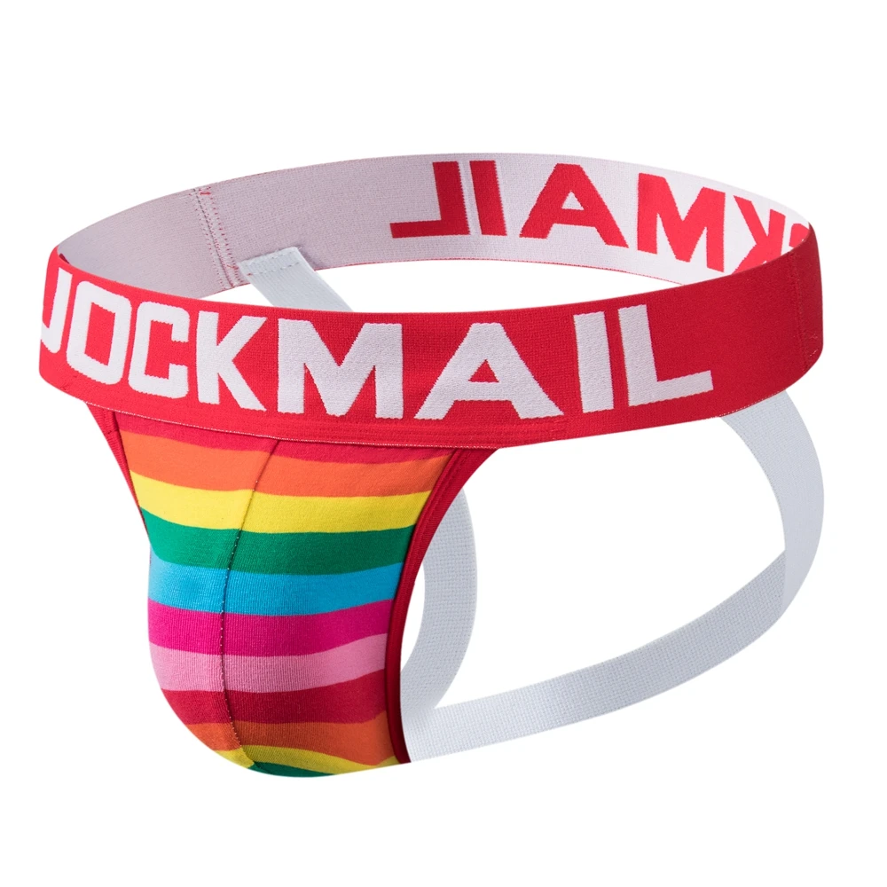 JOCKMAIL, нов мъжки спортен аксесоар, памук дишаща еластична превръзка, еластичен колан, бельо за гейовете, секси прашки в розово райе