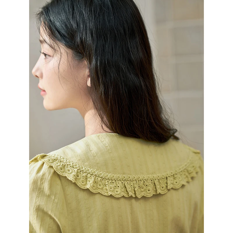Дамска блуза INMAN 2023, пролетни свободни ризи с завързана кукла яка и дълъг ръкав, жаккардовая текстура, модни дома жълти потници