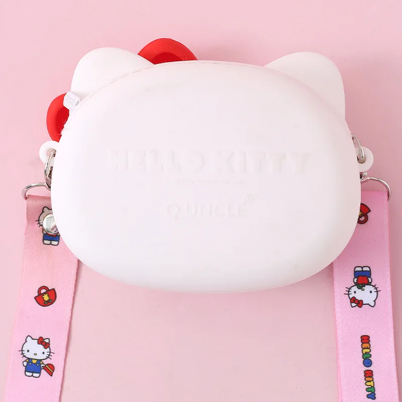 Чанта-месинджър Sanrio Kawaii Hello Kitty Kuromi Melody, силикон cartoony студентски портфейл за съхранение на монети, детски истински