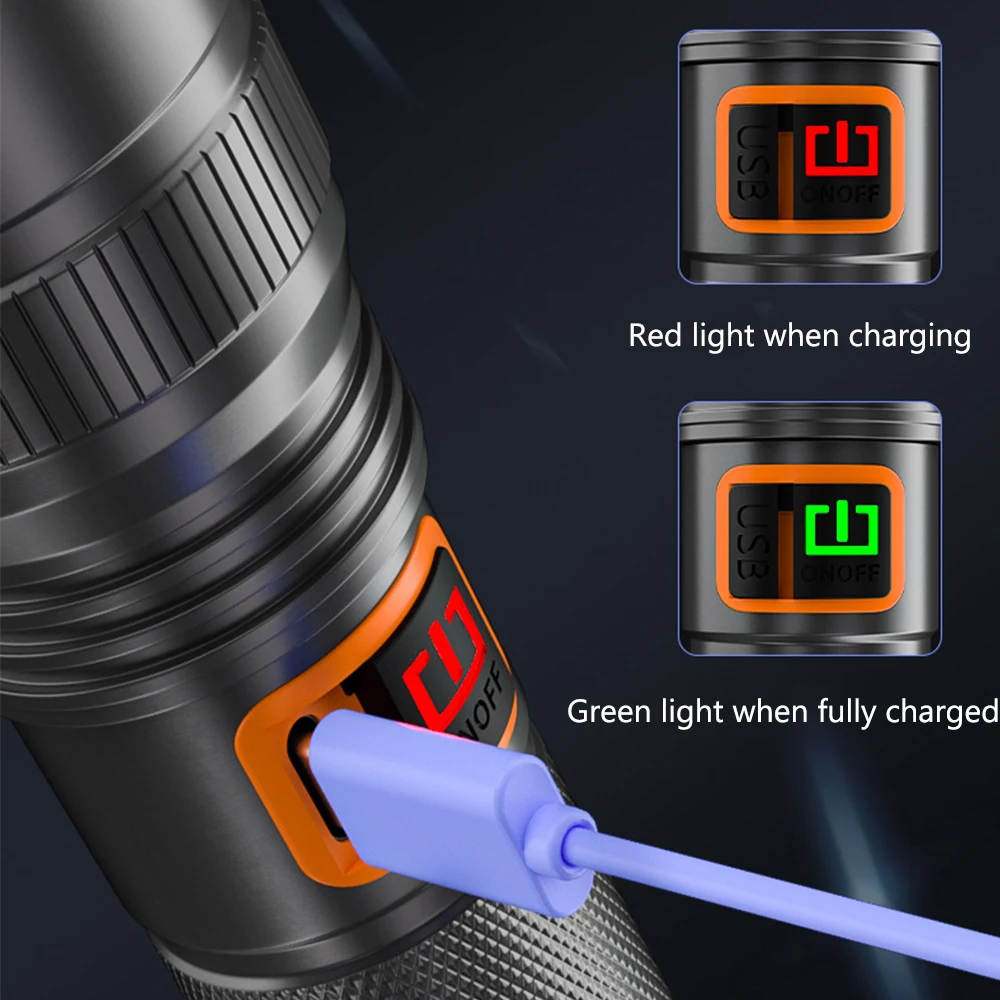 Мощен led фенерче USB акумулаторни фенери от алуминиева сплав, 3 режима, водоустойчив фенер за къмпинг, колоездене