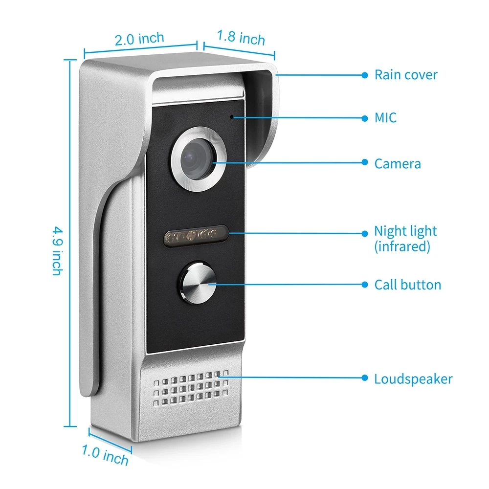 VIDEW Звънец Домофонна Камера Звънец видео телефон с 4.3-Инчов Екран IR за Нощно Виждане Система за Влизане във Вратата за Вили, Къщи
