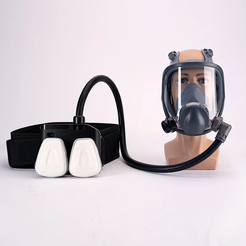 Преносима електрическа противогазная маска за подаване на въздух, полнолицевой химически респиратор за сигурност на работа, полиране, заваряване, пръскане, защита на