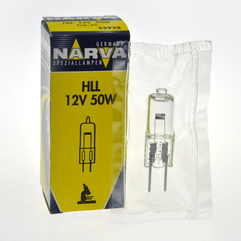 За 2 бр., Халогенна лампа NARVA 55928 HLL 12 50 W G6.35, за фотометра PG55928, анализатор клинична химия Advia, 12V50W 340-700 нм