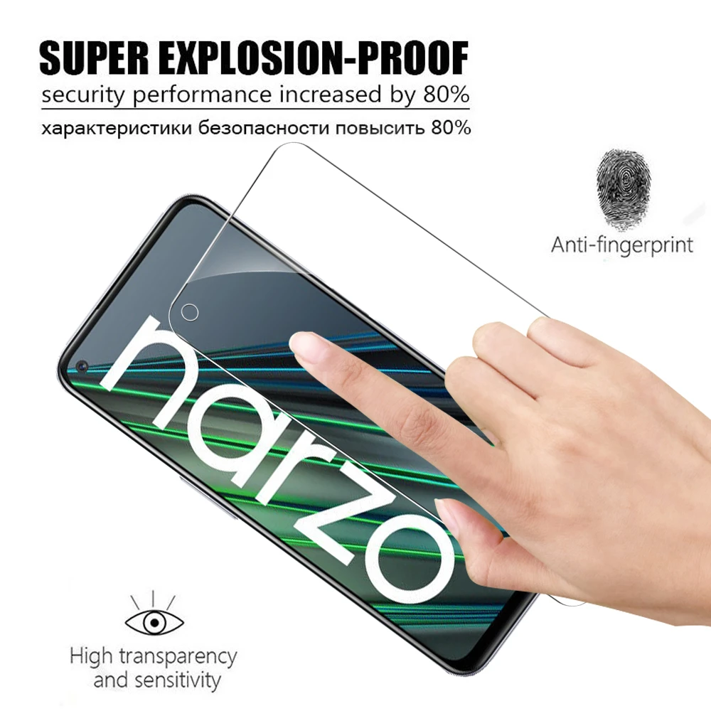 3ШТ 9D Защитно Фолио За Realme Narzo 30 5G HD Закалено Стъкло За Oppo realme narzo 30A narzo30 5g Прозрачно Защитно Фолио За екрана