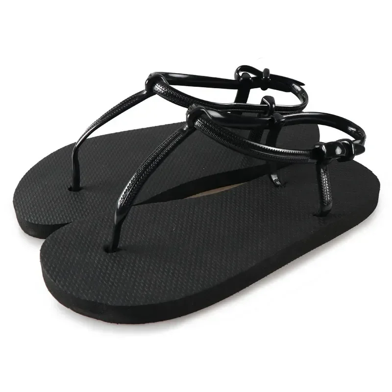 Чехли в Т-образна лента, летните чехли на равна подметка, сандали-гладиатори с Т-образна завязкой, дамски плажни обувки Sandalias