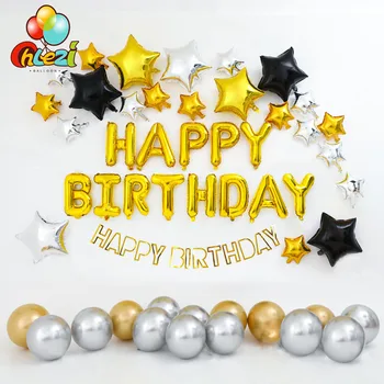 1 Комплект златни сребърни балони на рожден ден Хромиран метален гелиевый латексный балон звезда за момче момичета възрастен рожден ден украси душ