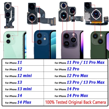 100% Протестированная Оригиналната Задна Голяма Задната Камера Модул Гъвкав Кабел Замяна Ремонт на детайли За iPhone 11 Pro 12 mini Pro 13 Max Plus 14