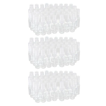 150X Празни прозрачни пластмасови бутилки за пръскане на малки мъгла с помощта на памучен тампон за почистване от микрофибър, контейнер за еднократна употреба обем 20 мл