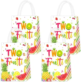 16шт Twotti Плодови Вечерни Чанти за Подаръци Летни Плодови Тематични Аксесоари на 2-ри Рожден Ден за Момичета Twotti Frutti Чанти за Бонбони