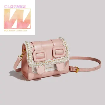 2023 Нова тенденция мини-квадратни чанти за жени, чанта през рамо, преносима розово-синя чанта, модерен малки училищни чанти в корейски стил