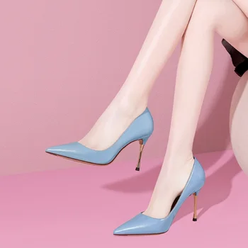 2023, пролет и лято, нова марка дамски обувки на висок ток, висококачествени дамски обувки с остри пръсти, секси високи обувки-лодки, удобни тънки токчета