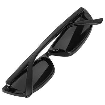 4X Реколта правоъгълни слънчеви очила Дамски слънчеви очила в малка рамка Ретро очила S17072 Черна дограма Черен
