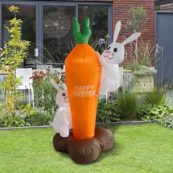 5,9 футовое Великденско надувное украса във формата на заек и моркови за празничен декор градина