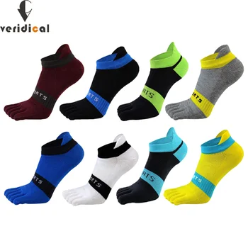 5 Чифта Чорапи-Невидимок с Фини пръсти, Памучни Летни Дишащи Меш Дезодоранти Райе, Младежки Ежедневните Модерни Спортни Чорапи на 5 пръстите на краката до Глезените