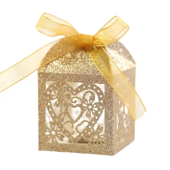 50/100 бр. луксозни кутии за бонбони за сватбени партита, на едро, в опаковки за шоколад във формата на сърце, вырезанная лазер подарък кутия за рожден ден