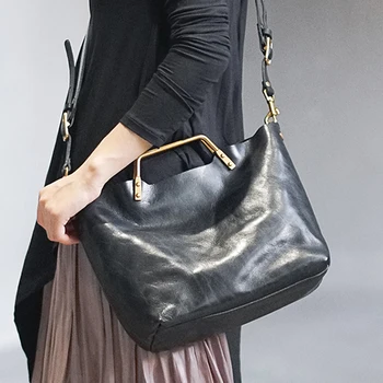 AETOO, женствена чанта от естествена кожа в ретро стил, кожа, растително дъбени, ежедневни, всичко е ново, кожена чанта през рамо, малка, трябва да