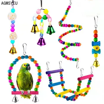 AGMSYEU Съвременната простота, цветна играчка-папагал, дървени изделия, стоки за птици, играчки птица от 6 теми, украса за дома тераси, вътрешен двор