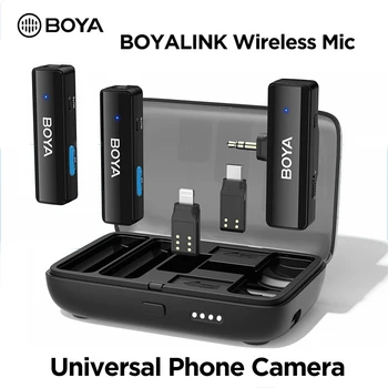 BOYA BOYALINK Петличный Безжичен Микрофон за iPhone и Android Камера За Запис на Интервюта На Живо Със Зарядно устройство