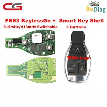 CG MB FBS3 Smart KeylessGo за Mercedes 315 Mhz/413 Mhz Превключващ за W164 W166 W216 W221 W251 с логото на бутон 3/4