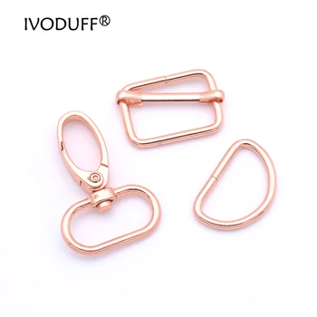 D-образен пръстен с метална катарама, кука-капаче с цвят розово злато за самостоятелно приготвяне портмонета и чанти, метални детайли за чанти