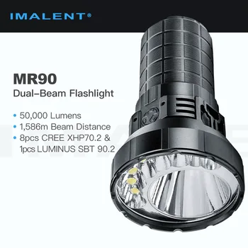 Imalent MR90 Двухлучевой сверхяркий фенер /Прожектор, обхват на лъча 50 000 лумена 1586 м, 1 бр. светодиода СВЕТЛИНЕН и 8 бр. светодиоди CREE