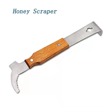 J-тип стъргало за кошер Пчелар за рязане на мед с пчеловодческим дървен нож за рязане на мед от неръждаема стомана Инструменти за пчеларството за аутопсия