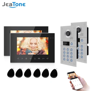 Jeatone WiFi комплект видеодомофон IP-видео домофон Отключване на врати на разговора Камера, 7-инчов монитор с резолюция 1080p за домашна сигурност