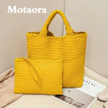 MOTAORA/ модни дамски тканая чанта, алуминиеви композитни панели чанта с голям капацитет, дамска чанта, дамски градинска чанта на рамото за мобилен телефон