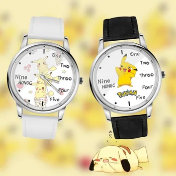 Pokemon kawai карикатура аниме Покемон Пикачу в същия стил часовникът е водоустойчив кварцов часовник за момичета в гимназията подарък за рожден ден за момчета