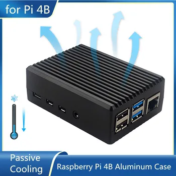 Raspberry Pi 4 Модел B, черен, тъмно сив корпус от алуминиева сплав, метален корпус за пасивно охлаждане, защитен калъф за Raspberry Pi 4