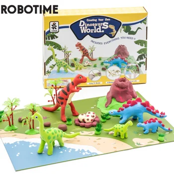 ROBOTIME ROBUD Въздушно-Суха Глина за Деца, Определени за Извайване на Динозаврите от Пластелин за Деца, Момчета, За Изграждане на Динозаврите, Ультралегкая Глина