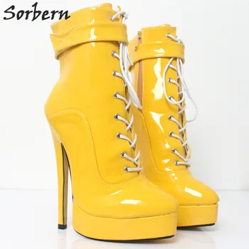 Sorbern, жълта класически обувки, дамски ботильоны за жени, ботуши на платформа Fenty Beauty, есенни обувки на много висок ток, жена размер 12