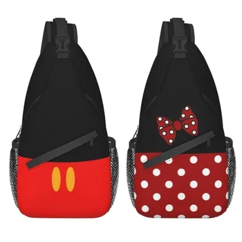 А готин образ на Мики и Мини чанта-прашка за колоездене, къмпинг, мъжка чанта през рамо с шарени аниме 