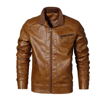 Американски размер S-XXL, нова марка кожено яке, мъжка мода, палто от изкуствена кожа с висока яка, мъжки благородна мотоциклетът яке, за мъже