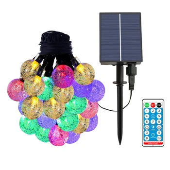 Верига слънчева светлина, 50 разноцветни кристални топки, водоустойчива IP65 за Коледа, бижута, фестивали, градини
