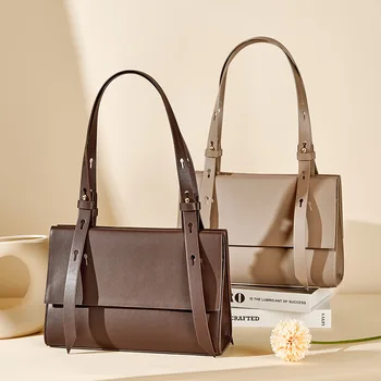 Дамска чанта за през рамото от естествена кожа 2023, нова пролетна мода, преобладаващата част от популярната чанта Totbao, чанта-месинджър, женствена чанта
