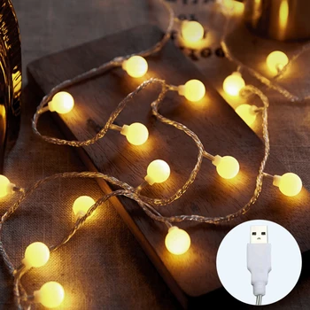 Двор Топъл бял декор за парти Градина романтичен къмпинг led венец захранва от USB сватба фея закрит и открит кристален глобус