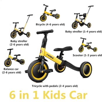Детска триколка, мултифункционален баланс скутер, педал, 3 в 1, плъзгащи кола, играчки за деца, подарък за деца 1-6 години