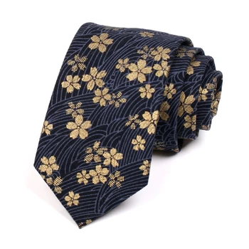 Дизайнерска марка, 7 см, тъмно синьо, висококачествен жаккардовый вратовръзка с цветя модел за мъже, модерен официален бизнес костюм, работно вратовръзка, подарък кутия