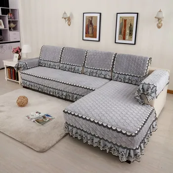 Европейските дантелени плюшени диванные комплекти от висок клас, дебел мек нескользящий калъф за мека мебел, възглавници, украса за дома