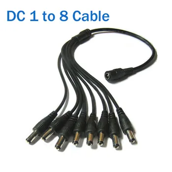 Захранващ кабел DC от 1 до 8 газа мощност кабел-адаптер за камери за видеонаблюдение
