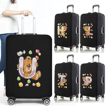Защитни капаци за съхранение на багаж, защитен калъф за куфара, разтеглив прахозащитен калъфи за пътни аксесоари с писмото принтом мечка