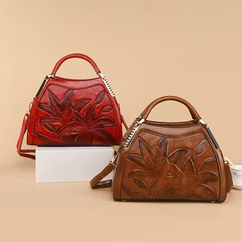 Зимно-есенна дамска чанта с цветя модел под формата на орхидея, чанта през рамо от изкуствена кожа в китайски стил, реколта луксозна чанта-месинджър за жени