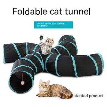 Играчка за котки с трубчатым тунела за домашни любимци, сгъваема играчка за котки, четырехходовой тунел, канал за домашни котки, палатка за котки S-тип, четырехходовая спирала S, четырехходовая