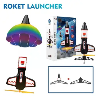 Играчки за електрическа ракетна инсталация, нови играчки за изследване на космоса, с детска ракета, набор от модели за деца на открито, играчка за парашутен P4r6