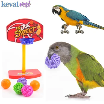 Играчки за птици Puzzel, мини-баскетбол обръч, играчки за папагали, интерактивни инструменти за птици, аксесоари за пластмасови птици, стоки за дресура на малките домашни любимци