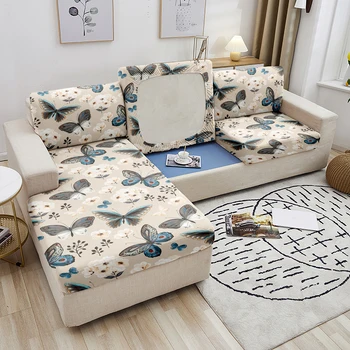 Калъф за възглавници на седалката на дивана с принтом пеперуди, защита мебели, калъф за ъглов диван, еластичен калъф за дивана, калъф за дивана за 1-4 място